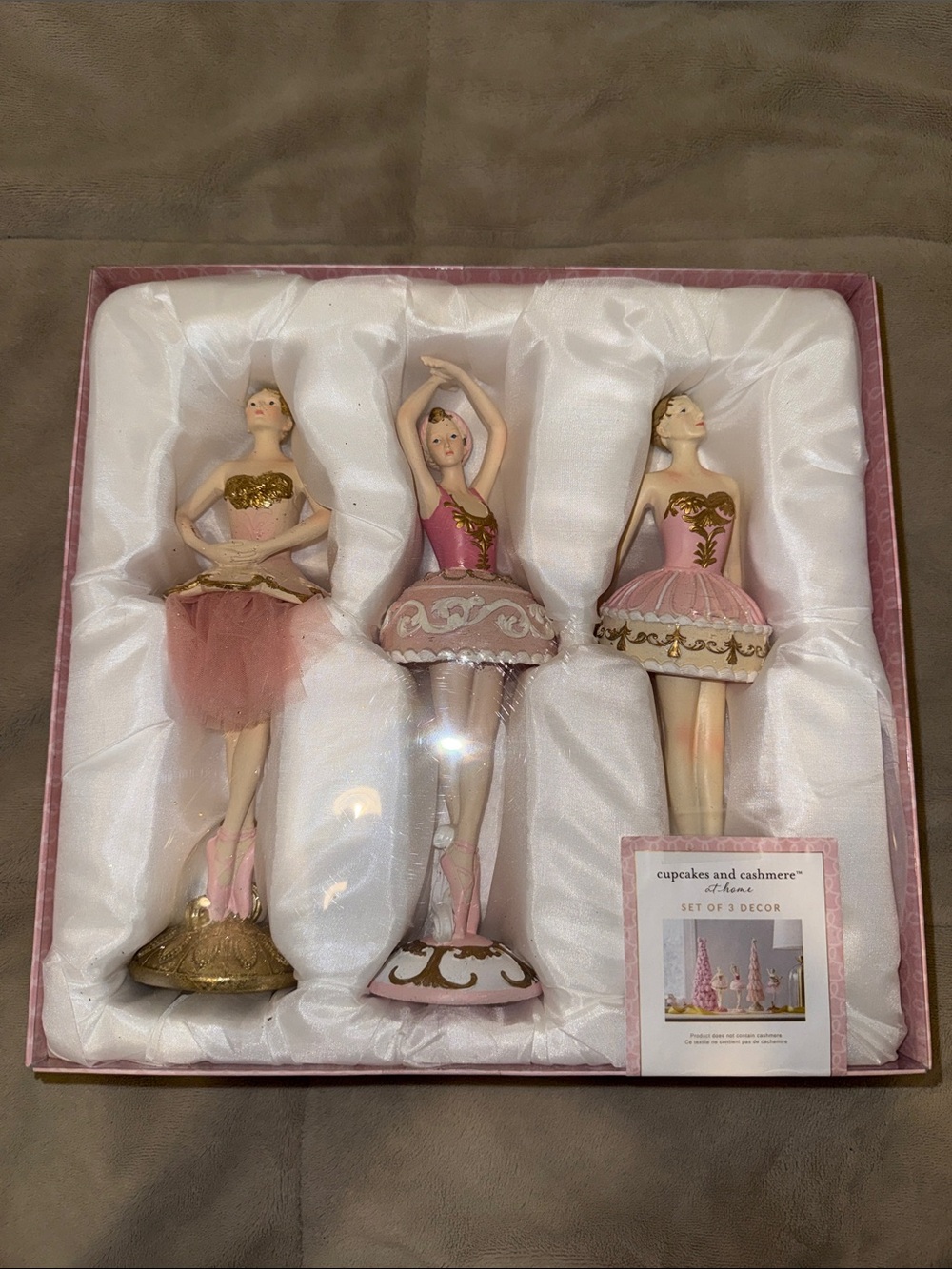 cupcakes & cashmere Pink and Gold Holiday Tabletop Decor Set of 3